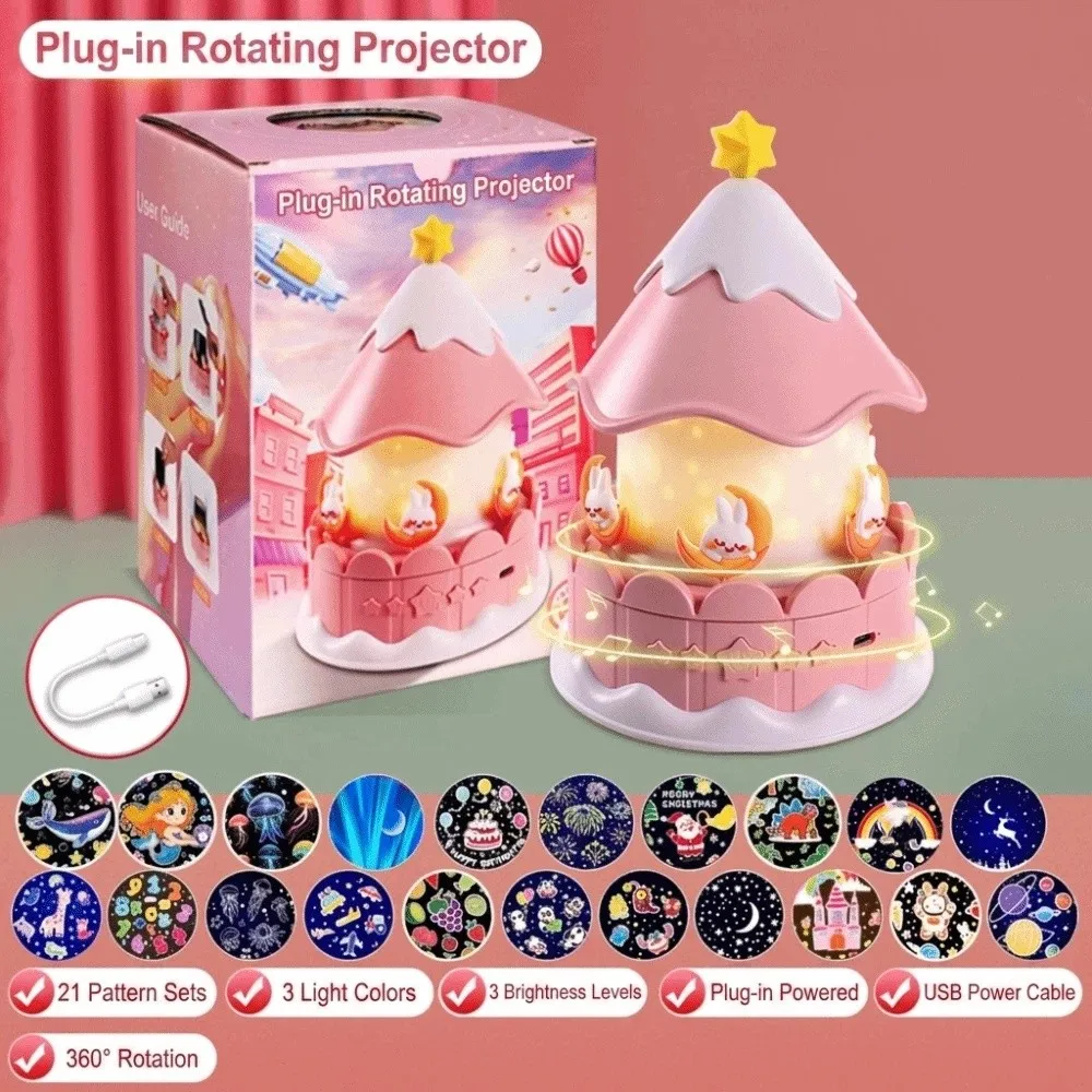 Rotating Star Projection Night Light Gentle Melodies Star Patterns Musical Projector Toy Easy-To-Operate Soft Lighting