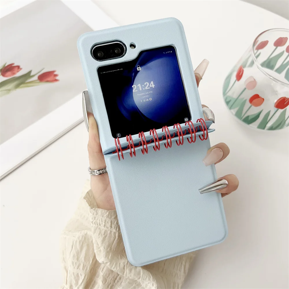 Spiral Notebook Style Phone Case For Samsung Galaxy Z Flip 6 5 4 3