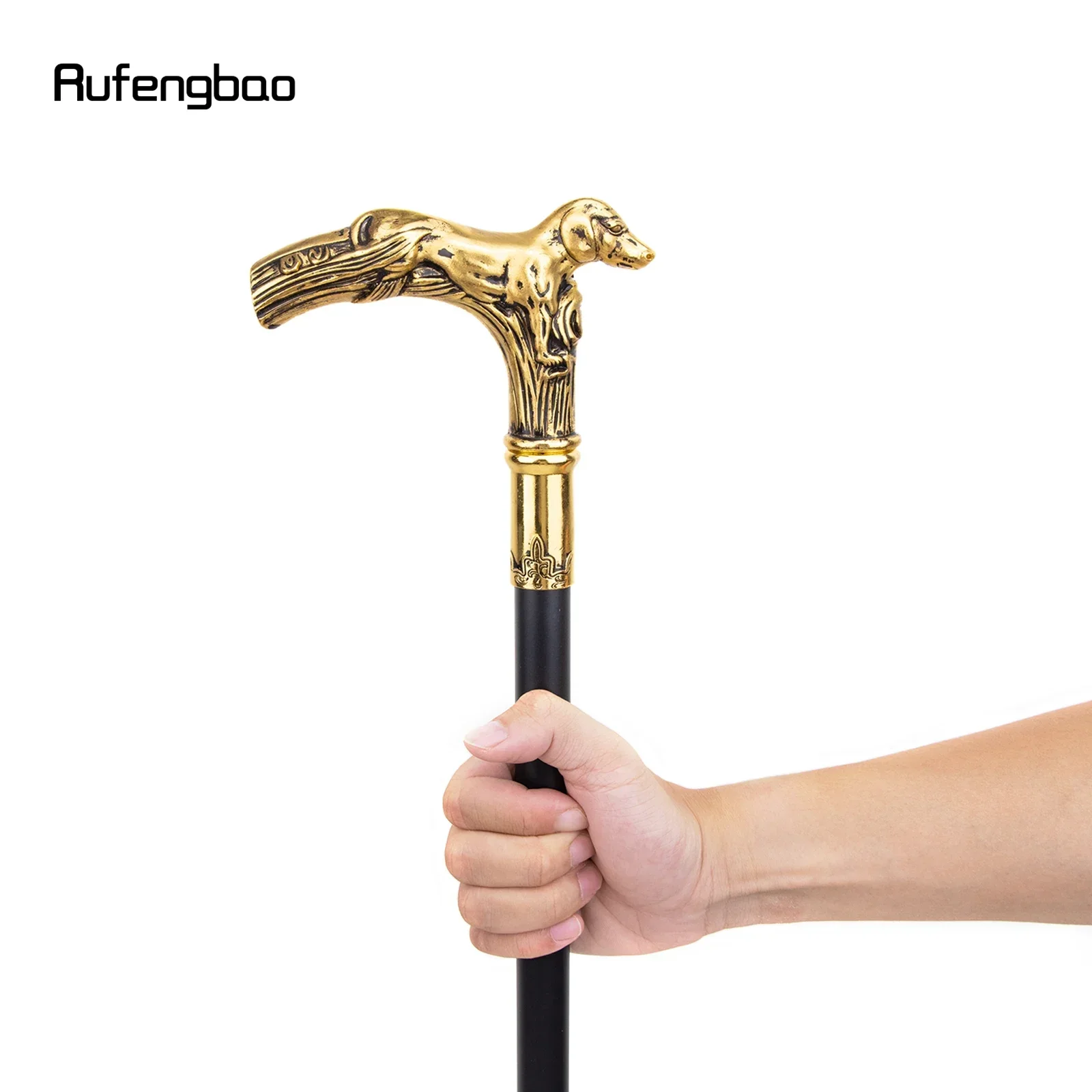 Golden Dog Handle หรูหรารูปแบบเดิน Stick Party แฟชั่น Elegant Walking Stick ตกแต่ง Cosplay Cane ลูกบิด Crosier 90 ซม