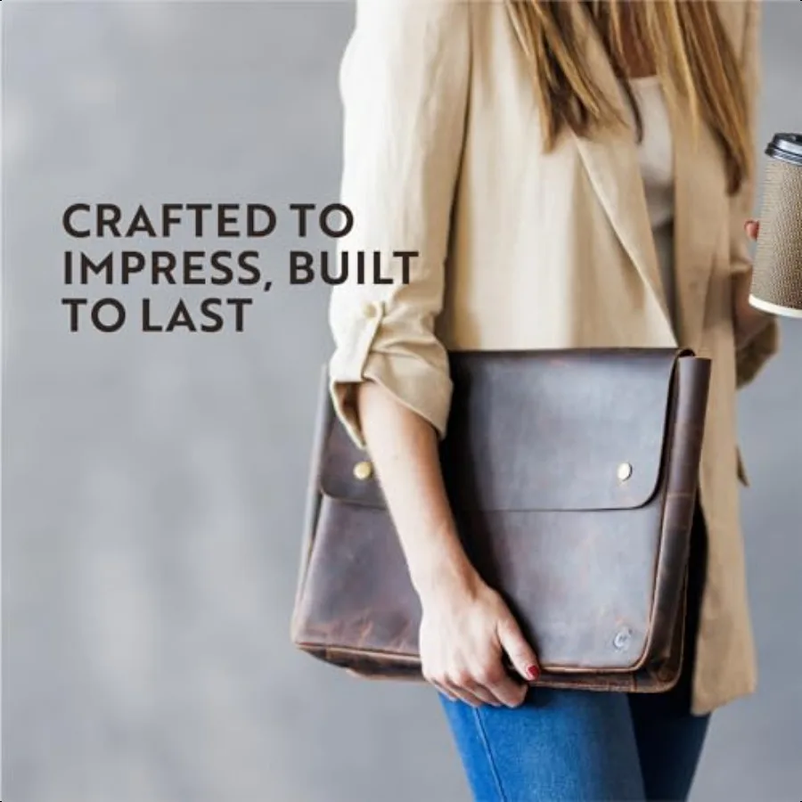 Leather Folder Full Grain Leather File Folder Organizer Document Holder Leather Portfolio for Men Spacious Leather Folio Laptop