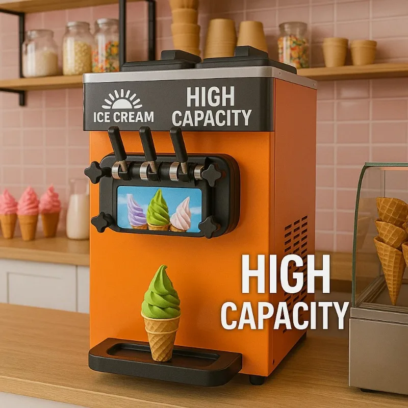 3 Flavors Stainless Steel Automatic Table Top Soft Serve Gelato Commercial Ice Cream Maker