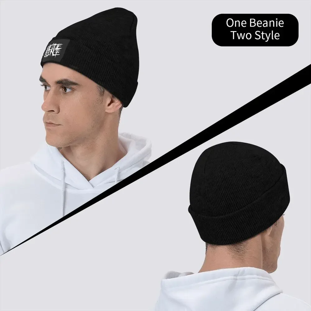 Topi Beanie rajut logam berat Band Rock hitam Suicide Silence Logo topi Beanie gaya sambungan kualitas tinggi