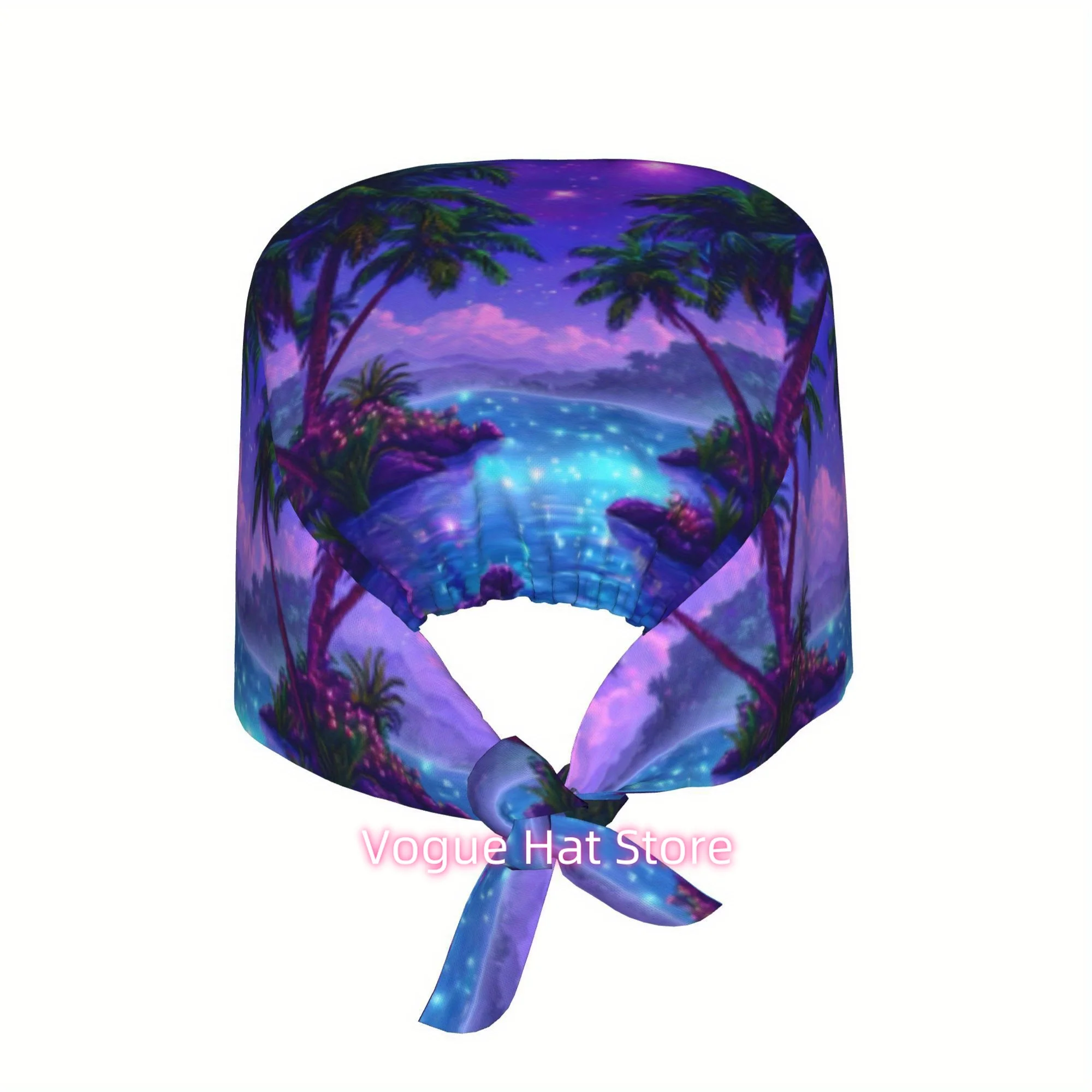 1pc Sky Unisex Stylish Printed Work Cap - Lightweight Adjustable Skull Cap Tie-Back Nurse Hat, Dustproof Chef & Cooking Cap, Men