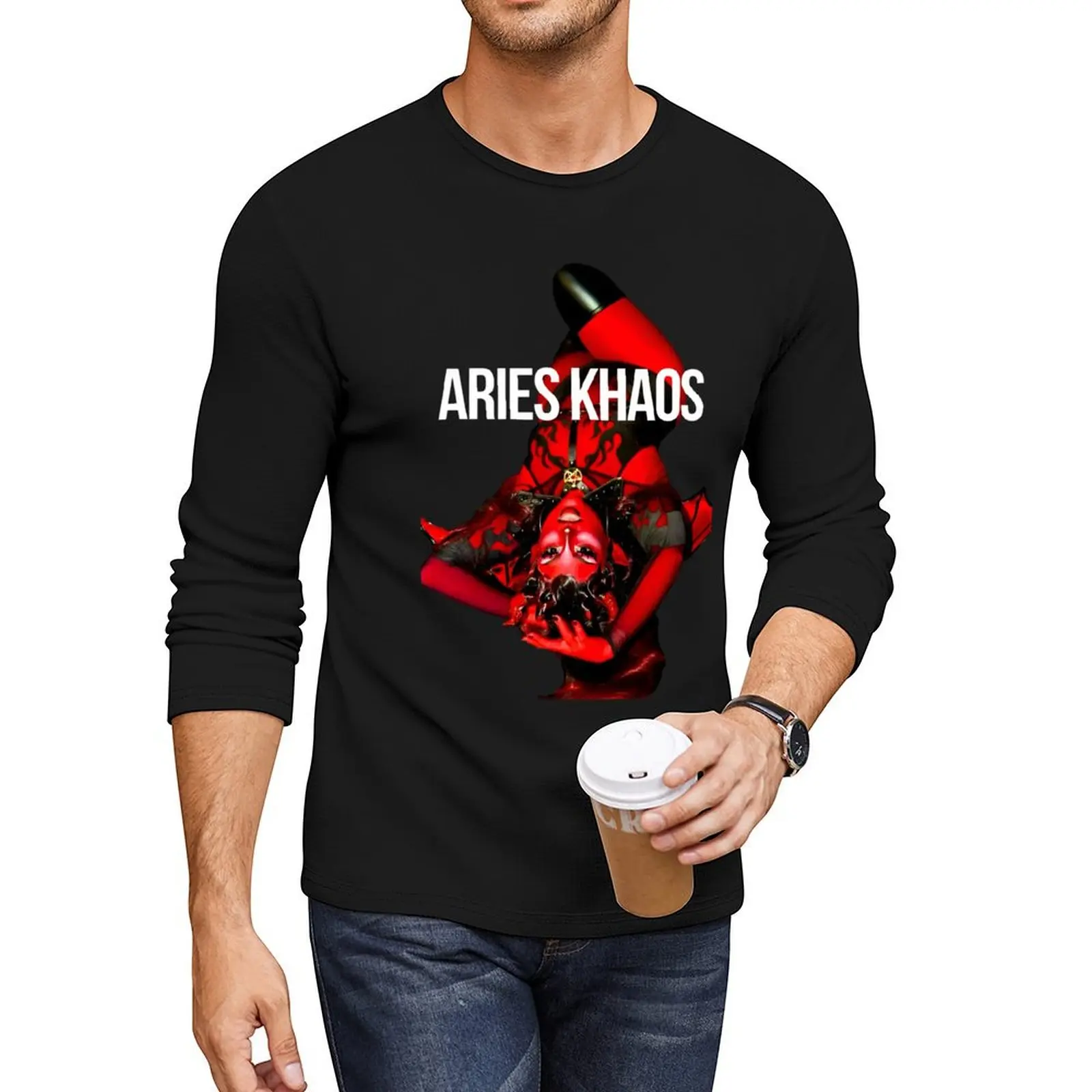 

Aries Khaos Upside Down Long T-Shirt black t shirts sweat shirts, men