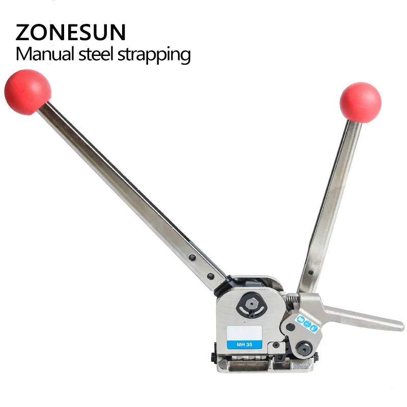 ZONESUN-Machine à Cercler les Courroies en Acier, Manuelle, Outil de Cerclage Sans Soudure, Largeur 16/19mm, Épaisseur 0.55-0.75mm