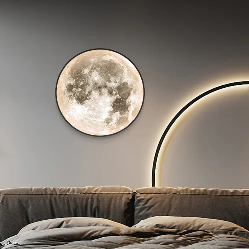 

SANDYHA Nordic Led Moon Wall Lights Indoor Art Decor Mural Lighting Background Living Room Luxury Bedroom for Home Sconce