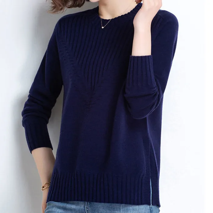 Round Neck Sweater Knitted Pullovers Jumpers Basic Soft Sweaters For Women Spring Autumn Winter Knitwears Pull Femme Tops