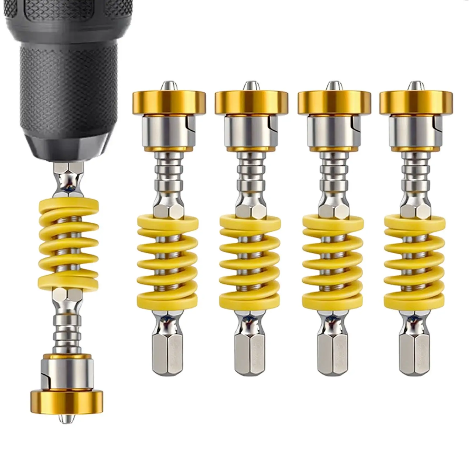 Spring Loaded Screw Holder 5 Pieces Magnetic Furniture Assembly Supplies Anti-Drop Screwdriver Bit For Contractors Electricians