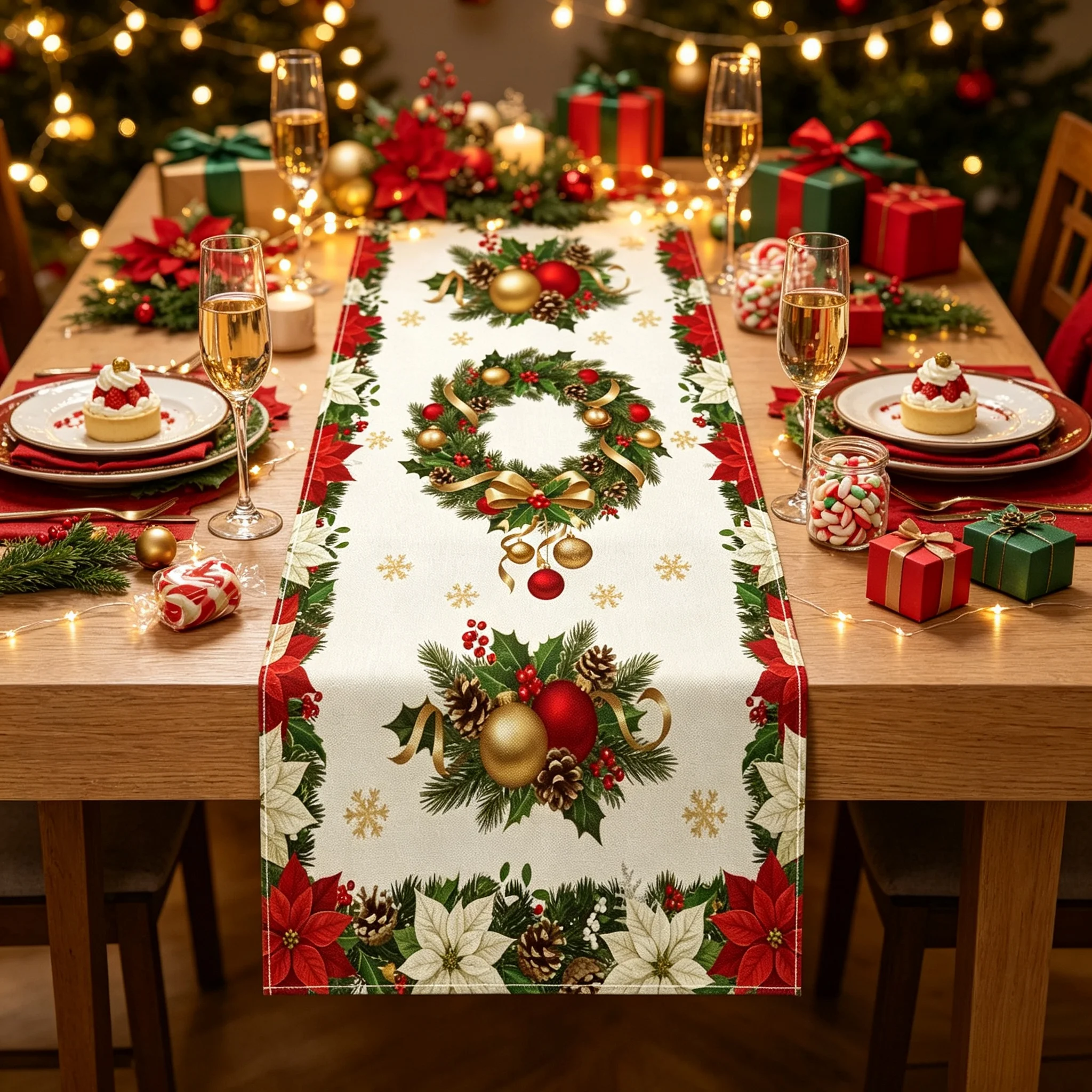 1pcs Christmas Table Cloth, Christmas Party Decoration, Creating A Festive Atmosphere, Reusable Table Flags, New Year Gifts