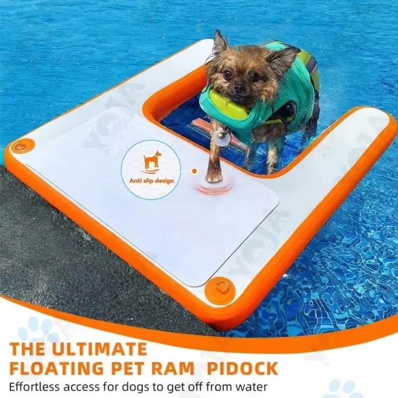 

Wholesale High Quality Outdoor Inflatable Pump Plank Climb Platform Ladder Boat Three Size Dog Water Ramp With Non-slip Pad