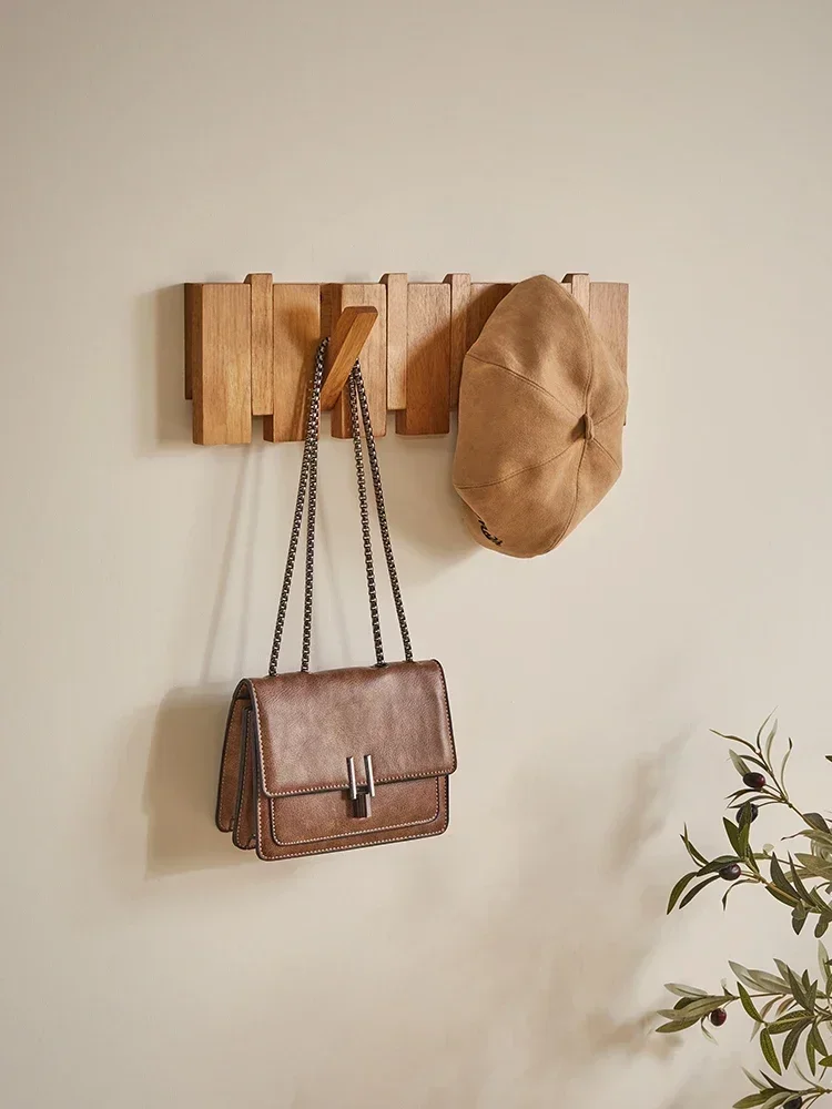 Todo o cabide de roupas de madeira maciça gancho de parede cabide gancho sem pregos gancho de casaco porta hall de entrada pendurado rack de roupas