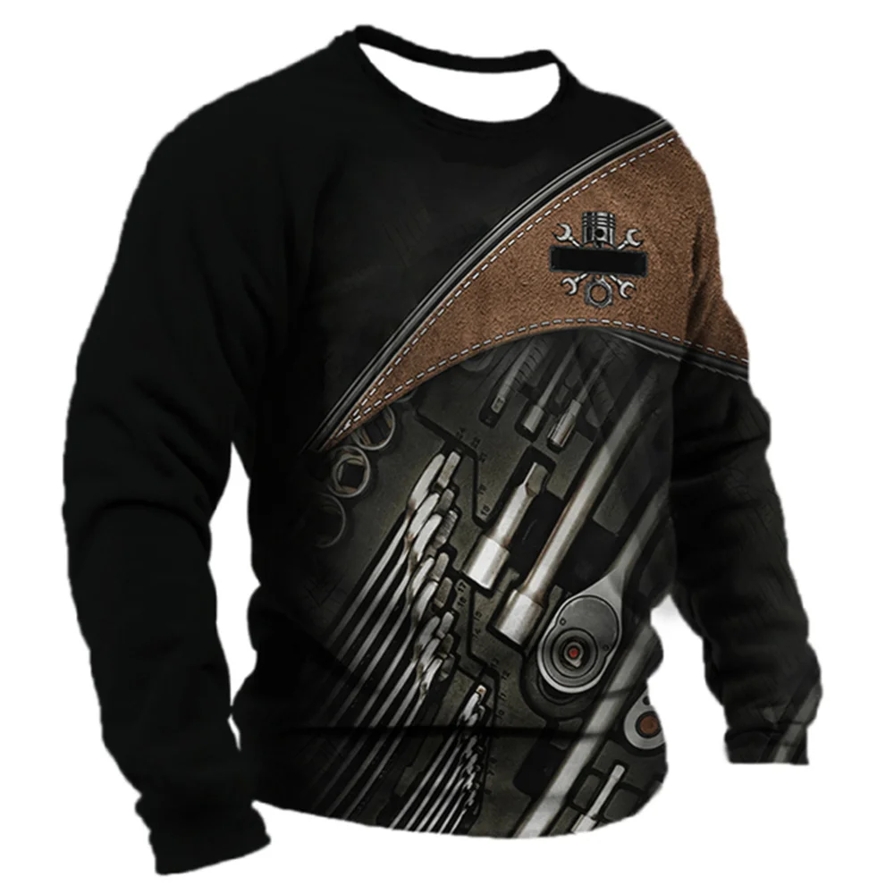 Men's T -shirt Retro T -shirt Summer clothing personalized name Mechanic mechanic 3D printing 5xl sports shirt long -sleeved image 5