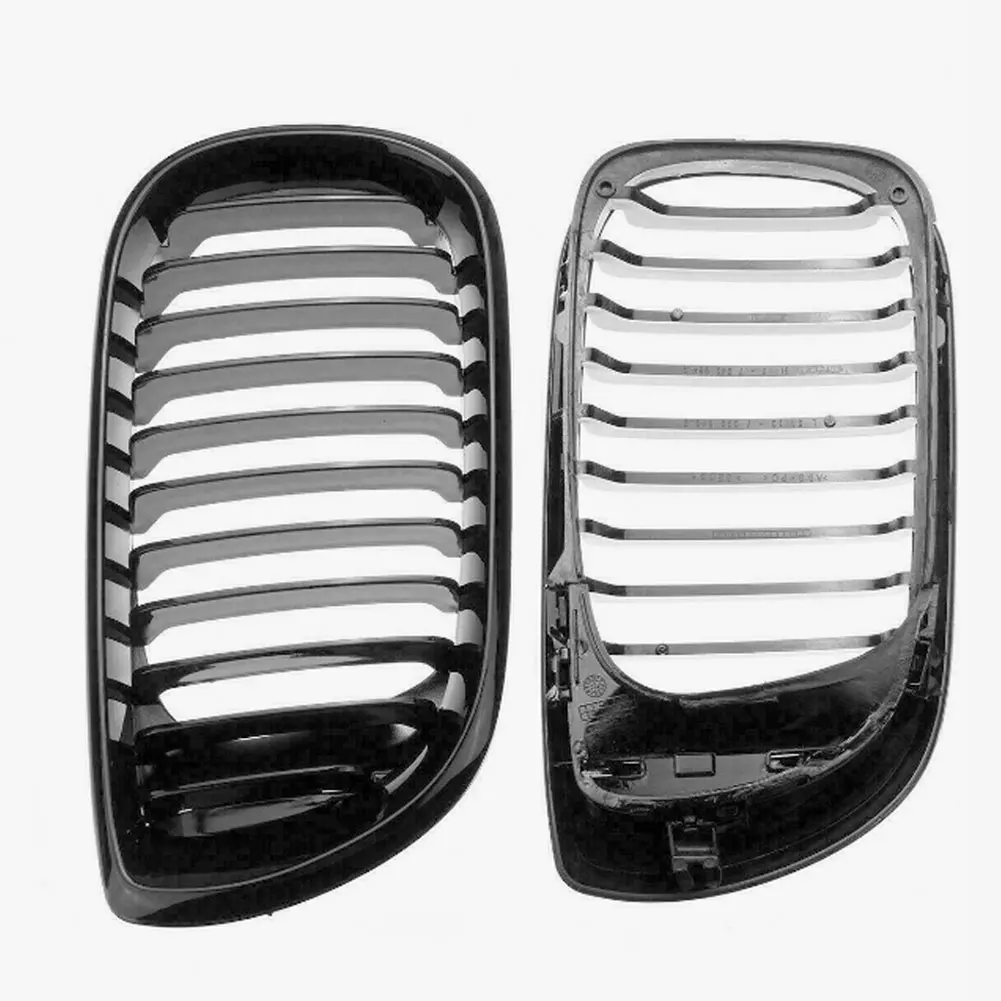 1 Pair Front Kidney Grille, Single Line Front Hood Grill Inserts Replacement Compatible For 3 Series E46 4-door 318I 320I 325I