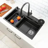 Nano 304 Stainless Steel Kitchen Sink Topmount Large Single-slot  Bowl Wash Basin For Home Fixture With Faucet Drain Cup