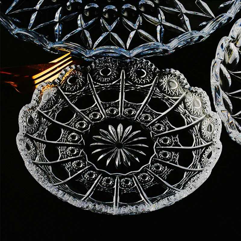 Crystal glass fruit plate light luxury high-end creative household snacks placed high-end fruit plate