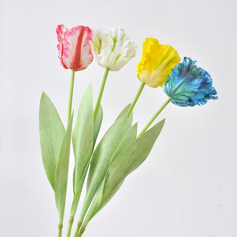 

1pc Parrot Tulip Artificial Flower Silicone Real Touch Bouquet 45CM Luxury Home Decorative Living Room Deco Flores Fake Plant