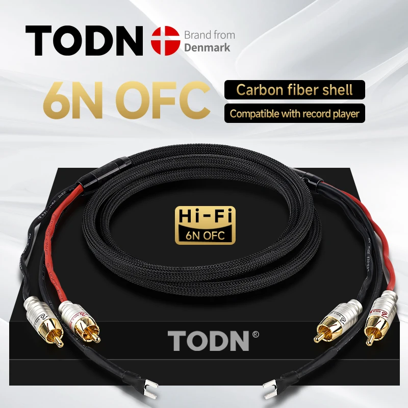 

TODN Audio 2RCA Cable with Ground Wire Black tape player LP Vinyl Record Player Amplifier Chassis Gold Plated plug