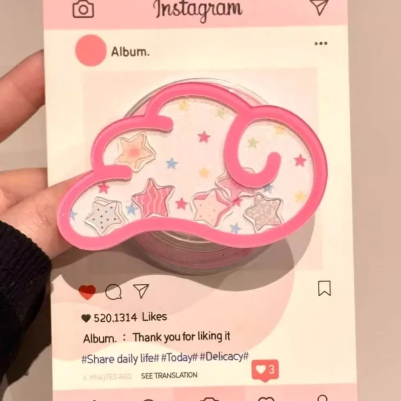

Cute Pink Cloud For Magnetic Phone Holder 3D Star Glitter Airbag Socket Stand Rotatable Telescopic Grip For iPhone 16 MagSafe