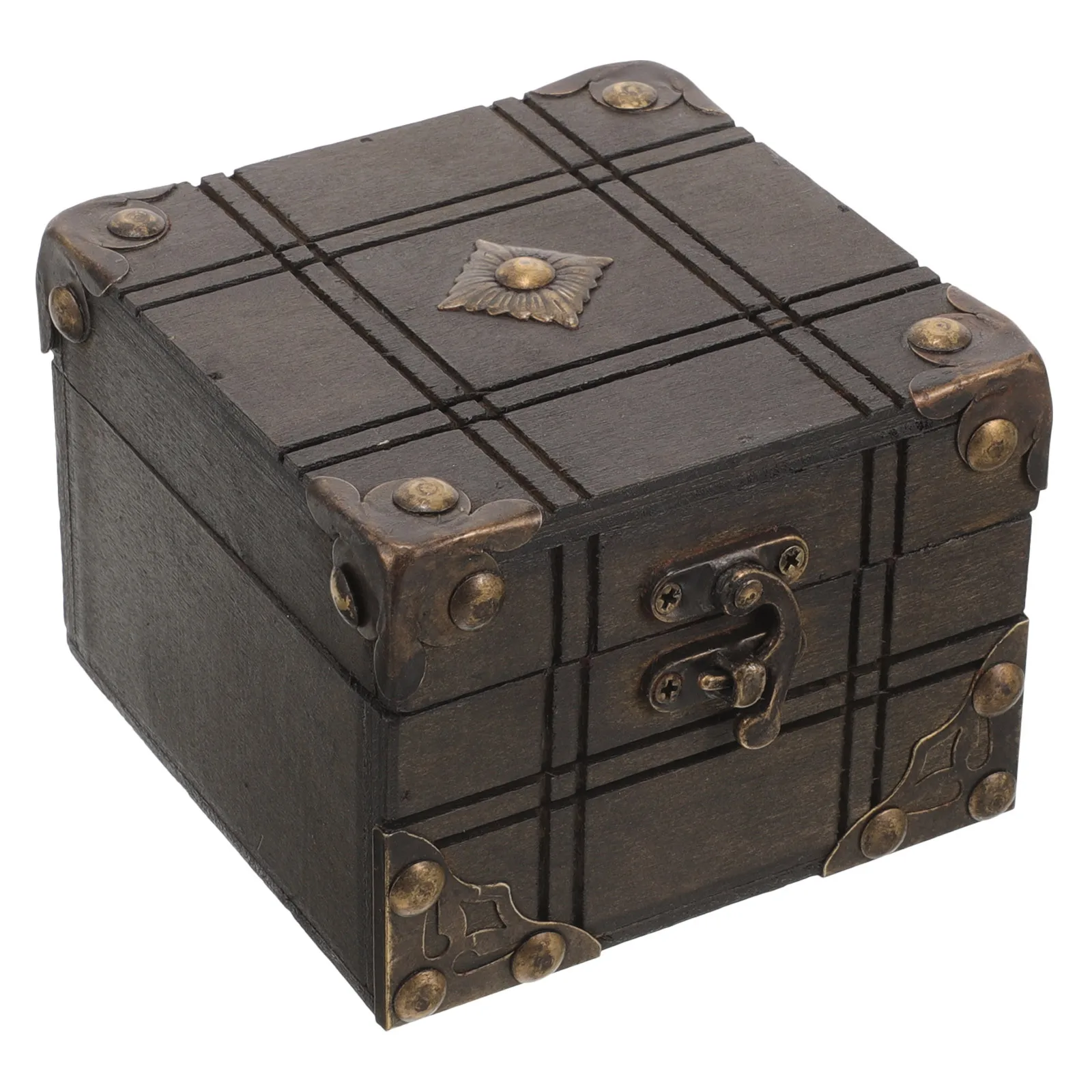 صندوق منظم مجوهرات خشبي عتيق على الطراز الأوروبي تخزين متعدد الوظائف للخواتم والكريستال والحلي لسطح المكتب #6