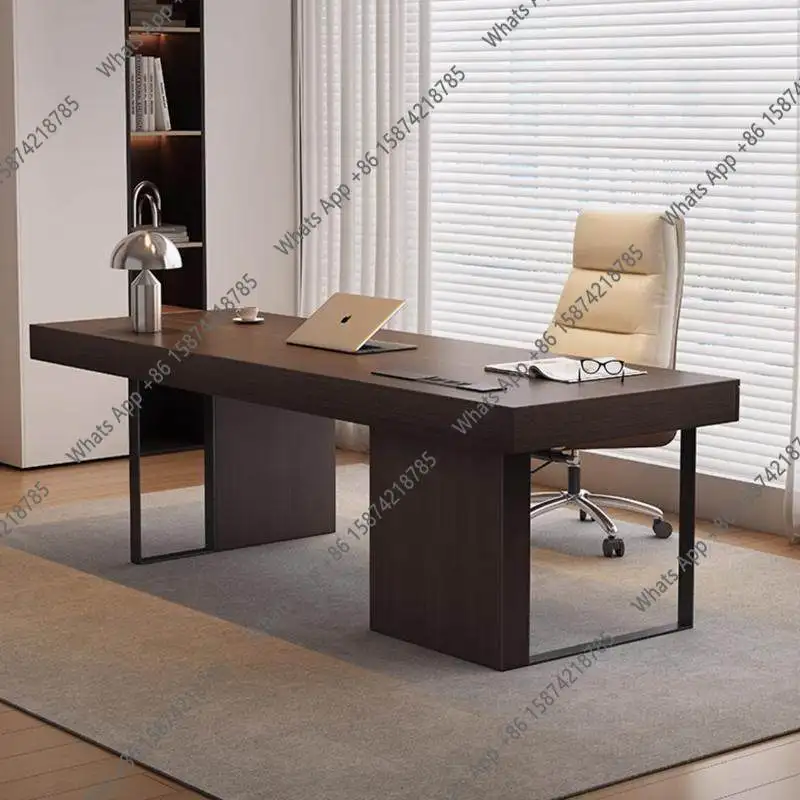 

Italian minimalist solid wood desk modern minimalist living room home computer writing desk light luxury high-end boss desk