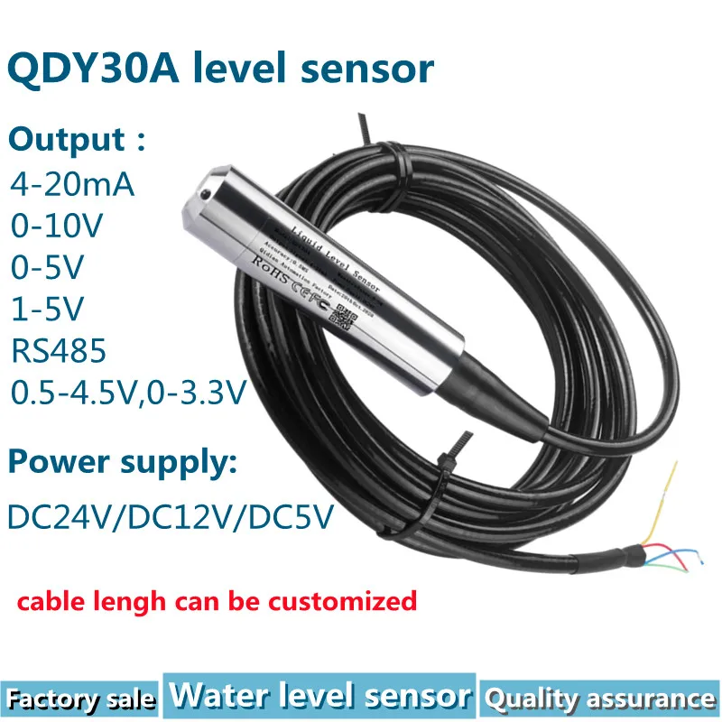 4-20ma RS485 0-3.3V output water liquid level transmitter 5M 10M range for water tank deep well sewage treatment