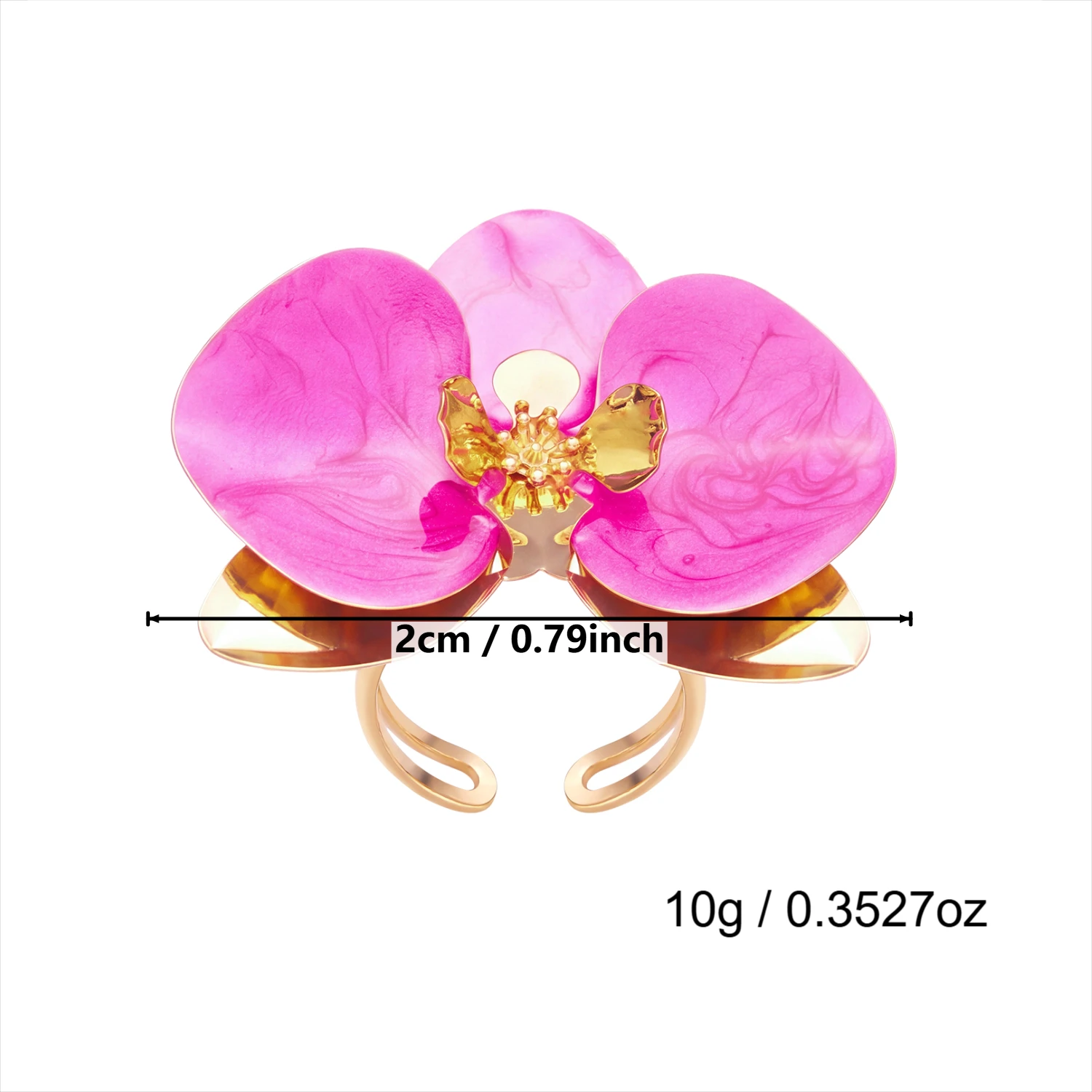 2-teiliges Metall-Blumen-Armband- und Ring-Set für Damen, Übertriebenes Emaille-Blütenblatt-Manschettenarmband, Hochzeits- und Bankett-Schmuckgeschenke – Detail 9