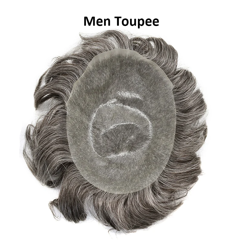 Vloop-Perruques de cheveux humains indiens pour hommes, peau fine, prothèse capillaire masculine, cheveux Remy, unité de système de cheveux,