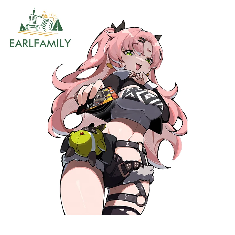 EARLFAMILY Adorable Zenless Zone Zero Nicole Car Stickers Pink Hair Girl Design Decals Creative Rearview Mirror Window Decor