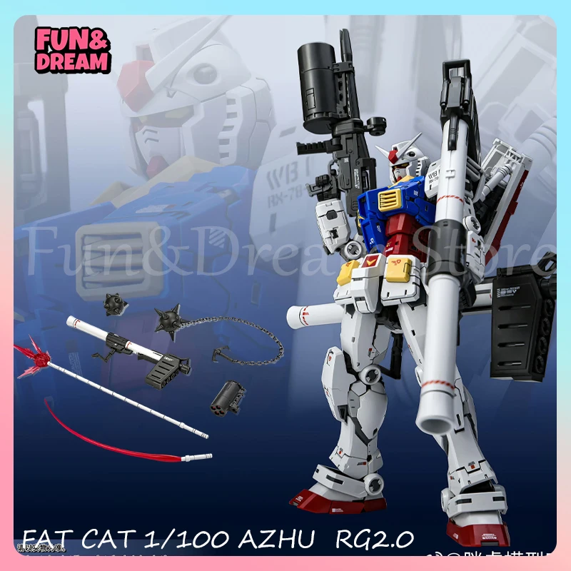 Ko Fat Cat modelo Rg 2,0 AZU figura de acción 1/100 escala RX78 Kit de modelo de ensamblaje dos accesorios de avión paquete decoración regalo de cumpleaños