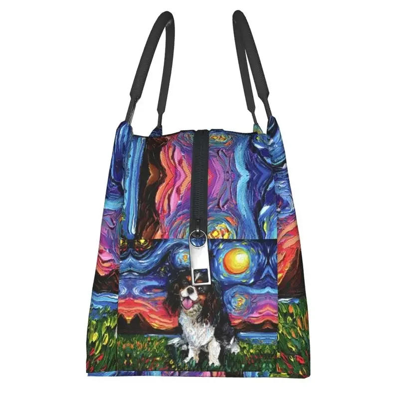 Cavalier King Charles Spaniel Starry Night Isolierte Lunch-Tragetasche für Haustier-Hundeliebhaber, tragbare Thermo-Kühlbox für Lebensmittel,