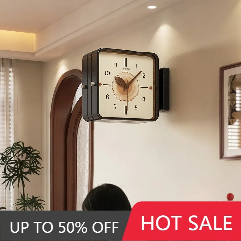 Double Sided Wall Clock Decorative Wall Watch Silent Elegant Modern Large Clocks Minimalist Luxury Aesthetic Living Room Watches