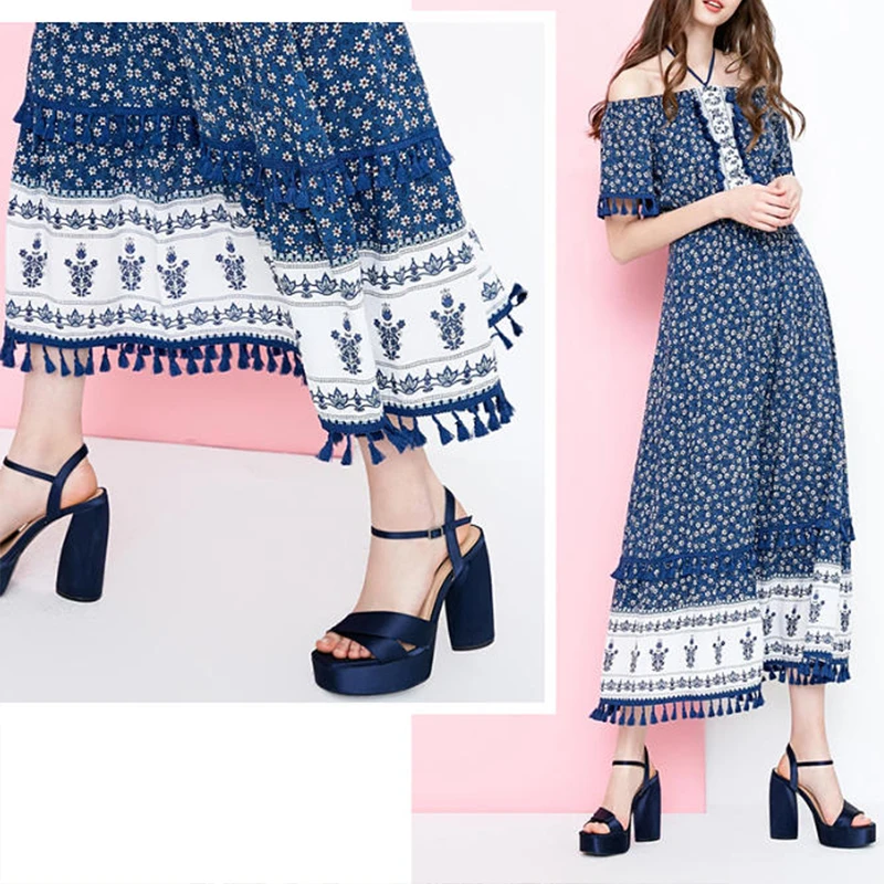 1m kleurrijke etnische stijl kwastje kant voor doe-het-zelf vrouwen jurk rok rand hangende kwast decoratie handgemaakte doe-het-zelf kledingmaterialen