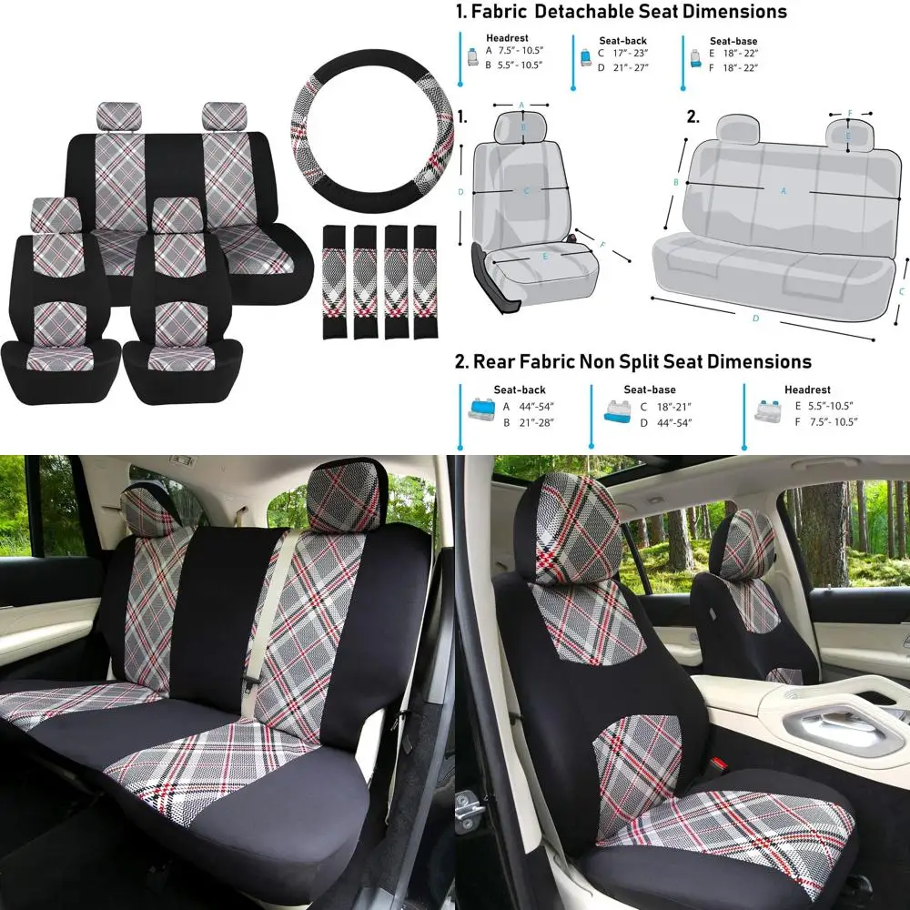 

Универсальные чехлы на автомобильные сиденья Tartan57 в клетку, бежевые чехлы на автомобильные сиденья, полный комплект из плоской ткани, автомобильные аксессуары для интерьера Pro