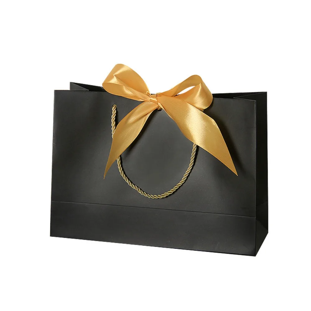 

10Pcs Bow Ribbon Gift Paper Bag Portable Reusable Clothing Handle Bag Multi Color Convenient Present Wrap Bag Celebration