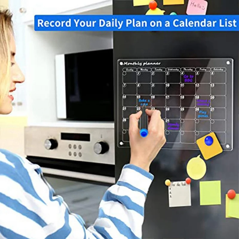 Magnetic Acrylic Calendar For Fridge Dry Erase Board Calendar For Fridge, Reusable Planner, Gift For Home Organization