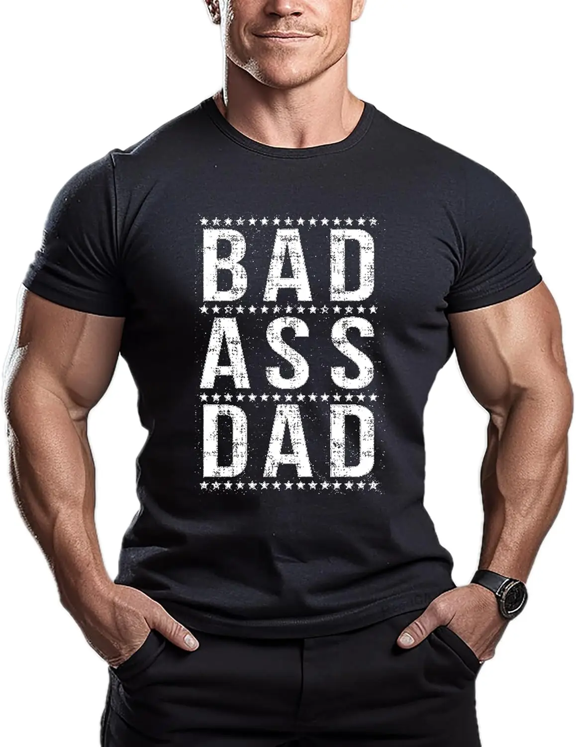 Bad Ass DAD - Mens Bodybuilding T-Shirts Fashion Workout Fitness Casual Gym Muscle Short Sleeve