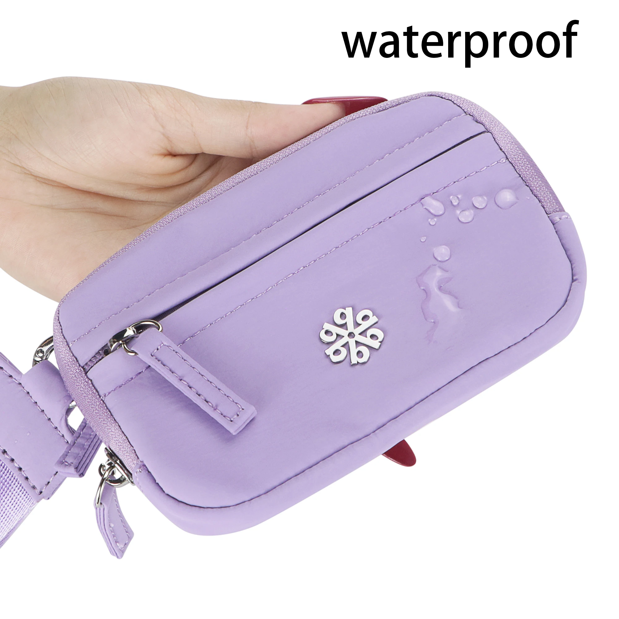 QuestAll Portamonete RFID impermeabile da donna, portafoglio da viaggio in nylon leggero con cinturino da polso, porta carte multi-cerniera 9102