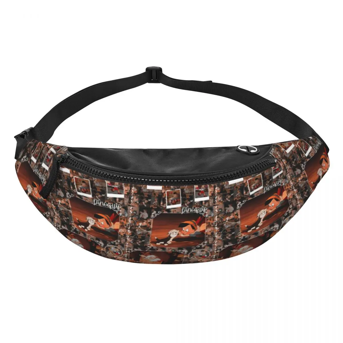 

Custom Cartoon P-Pinocchio Fanny Pack for Women Men Fashion Crossbody Waist Bag Cycling Camping Phone Money Pouch