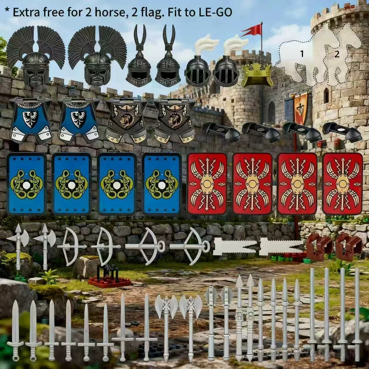 

1 Set Medieval Knight Accessory Toy | Multi-Accessories | Tabletop Battle & Festival Gift