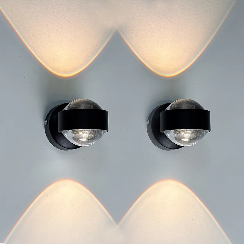 

6 Вт светодиодный настенный светильник вверх вниз с кристаллами и выпуклой линзой AC85-265v бра для спальни, коридора, лестницы, декора гостиной, светильник