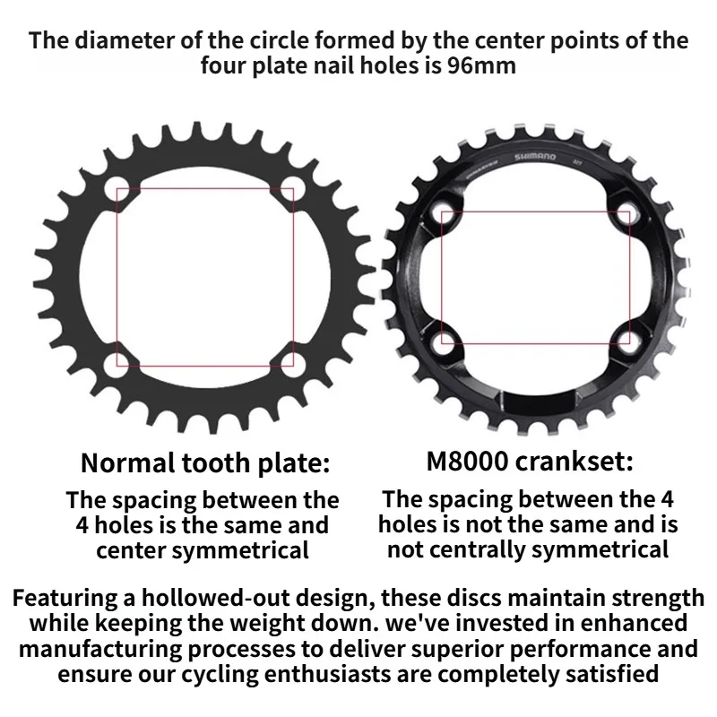 Snail 96bcd chainring For M510 M4100 M5100 M8000 M9000 32T 34T 36T 38T Round oval chainring narrow wide 96 bcd chainring 4 bolt view 4