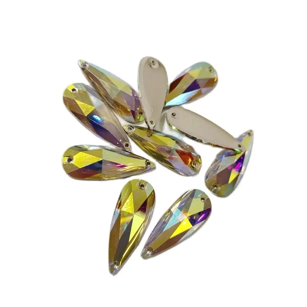 AAAA+ Crystal AB sew on teardrop flatback resin sew on Rhinestones Beads Sew On stones стразы For DIY Clothes Accessories