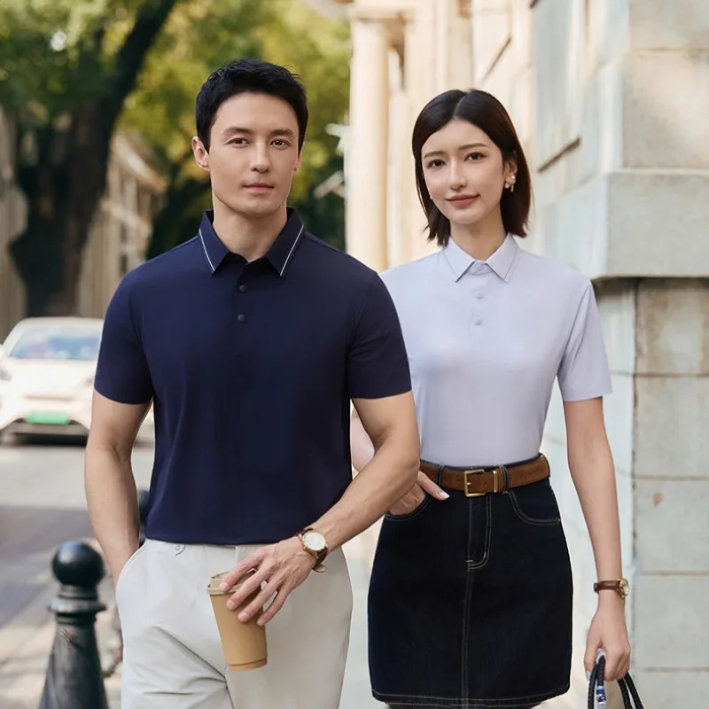 Summer Outdoor Golf Sports Ice Silk Speed Drying Polo Shirt Couple Fashion Trend Comfortable Lightweight Breathable T-shirt
