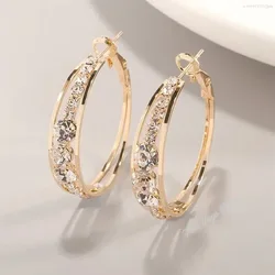 2024 Circle Crystal Hoop Drop Earrings Gold Silver Color Geometric Hanging Dangle Earrings For Women Female New Fashion Jewelry