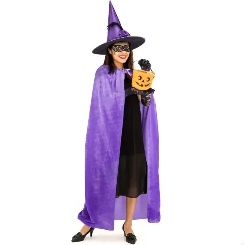 Halloween Witch Cosplay Accessoires Dames Witch Kostuum Witch Cloak Witch Hat Lace Eye Mask en handschoenen voor vrouwen