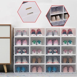 Cajas plegables de plástico para almacenamiento de zapatos, organizadores apilables con tapa transparente, color blanco, para el hogar, 20 unidades