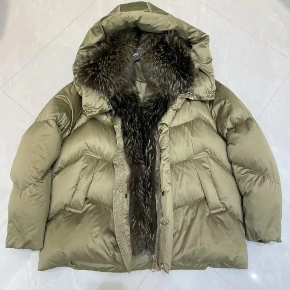 Woman Reality Pelzmantel Neue Mäntel und Jacken Gänsedaunenjacke Luxuriöse leichte gepolsterte Winterjacken Daunenmäntel und Parks