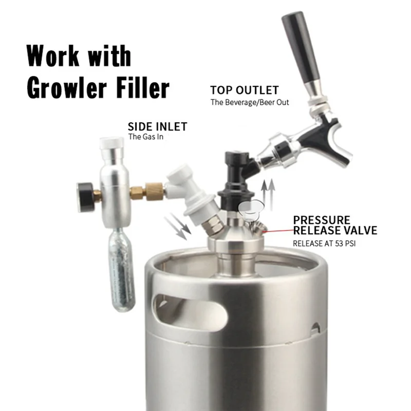 

L55A-Mini Keg Spear Мини-диспенсер для кранов Growler, с 12-дюймовым шлангом для 2 л/3,6 л/5 л, инструмент для домашнего пива, диспенсер для винного крана