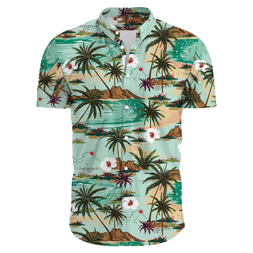 Hawaiian Flower Casual Men Shirts 3D Print Man/Women Fashion Short Sleeves Shirt Lapel Button Tops Oversized Unisex Clothes