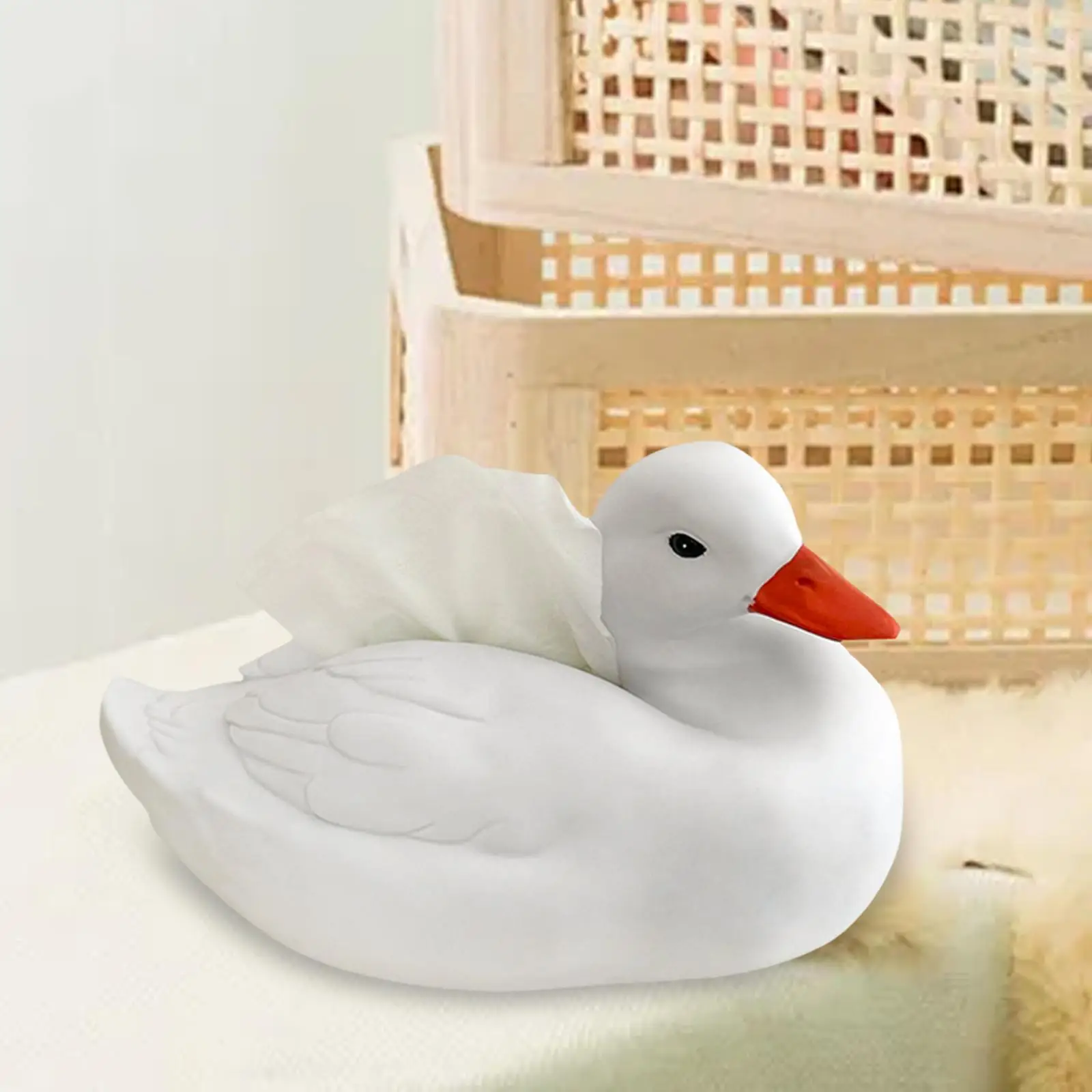 

Tissue Box Statue Cute Figurine Duck Shaped Vinyl Gift Ornament Cartoon Napkin Holder for Dressers Bathroom Desktop Home Office